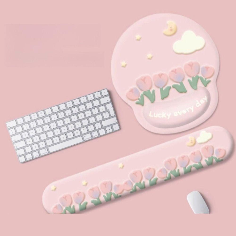 Non-Slip Tulip Mouse Pad Rubber Base Hand Support Wrist Rest Mouse Pad Thickened Ergonomic Mouse Wrist Rest Office Worker