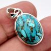 Blue Copper Turquoise Gemstone Pendant, 925 Sterling Silver, Handmade Jewelry, Designer Pendant, Boho Jewelry