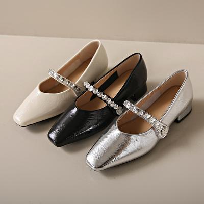 Женские туфли-лодочки Мэри Джейн на низком каблуке с квадратным закрытым носком, прогулочные туфли, нарядные туфли без застежек, ремешок на щиколотке, низкий массивный блочный каблук, туфли Мэри Джейн для женщин