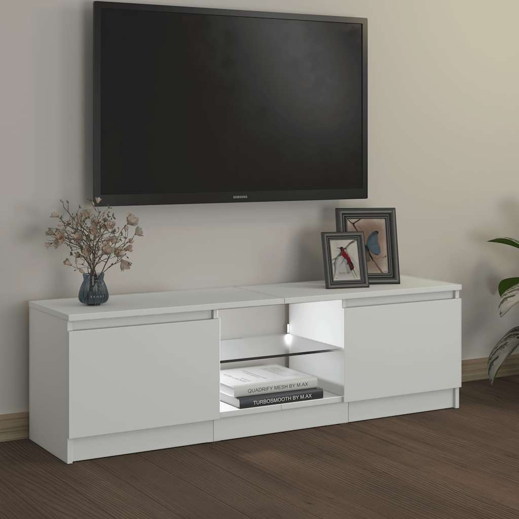 White TV Stand with LED Lights 120 x 30 x 36 cm