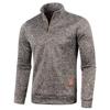 Men's Autumn/Winter Collar Zipper Knitted Sweater with Thin Fleece Sleeves, Trendy Sweater Jacket, Plus Size