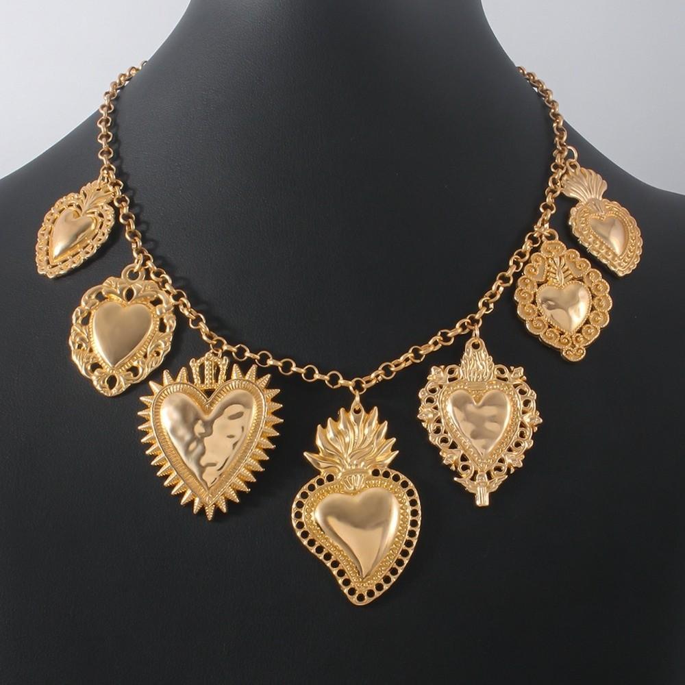 Exaggerated Charm Necklace Vintage Women Neck Jewelry Y2K Heart Pendant Necklace Daily Wear