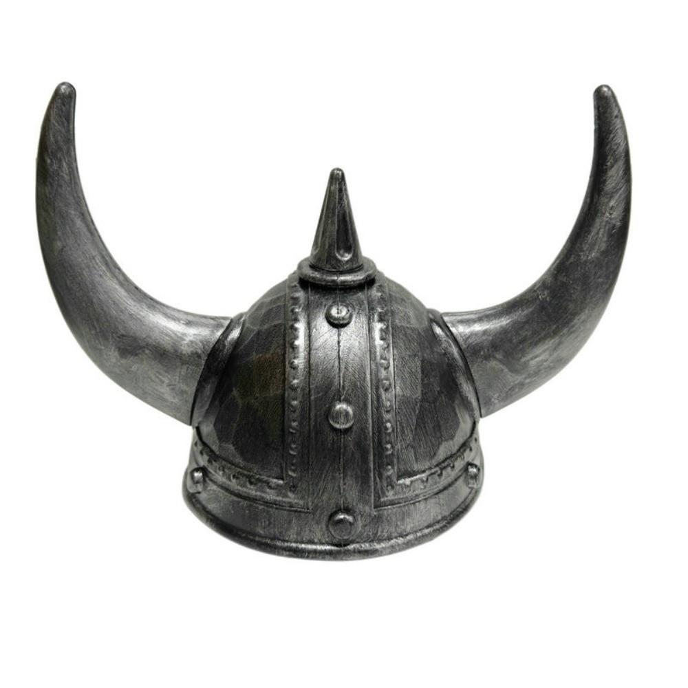 Plastic Medieval Warrior Knight Hat with Braids Halloween Cosplay Masquerade Ox Decors Role-Play