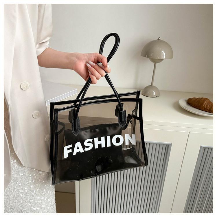 2024 Новая Мода Прозрачная Женская Сумка Большая Вместимость ПВХ Тоут Летняя Желейная Сумка Сумка на Плечо Ручная Сумка