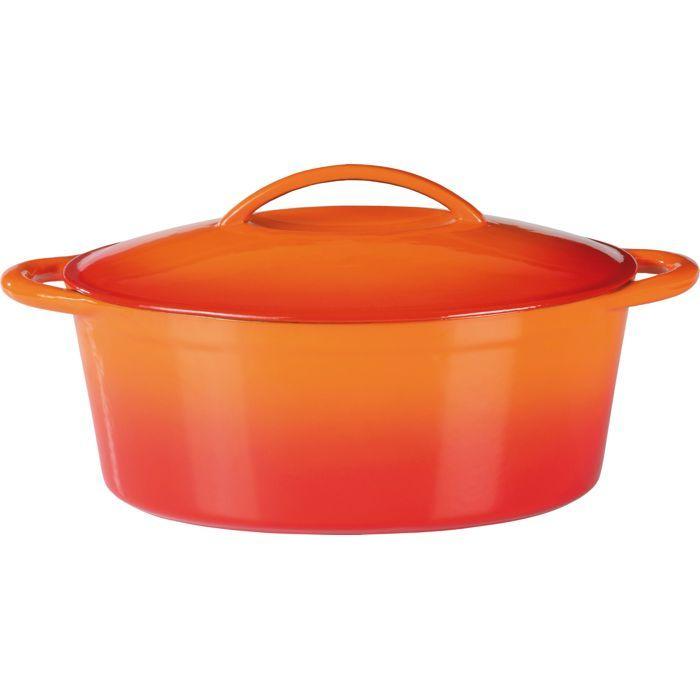 Cocotte en fonte massve - GSW - 33 x 25 cm- Orange - Ovale - Induction