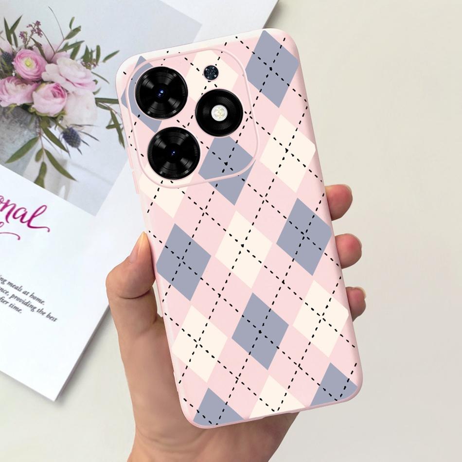 Чехол для Tecno Spark Go 2024 Милый Цветочный Узор Сердечки Конфетный Цвет Мягкий Силикон Тонкая Задняя Крышка Телефона Для Spark Go (2024) BG6