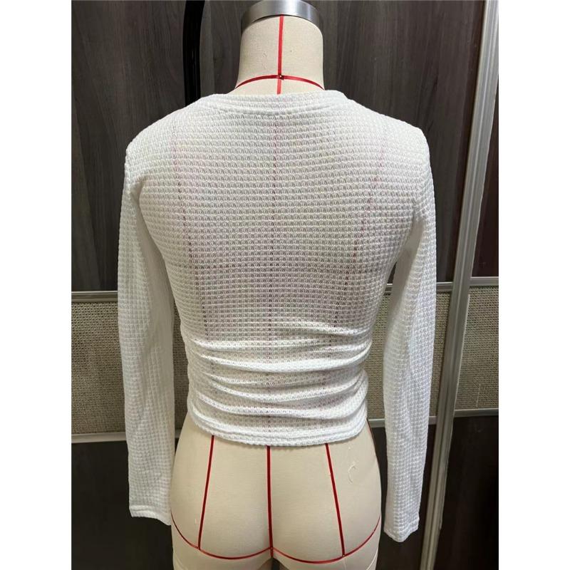 Универсальная женская футболка в клетку с длинными рукавами Slim Fit