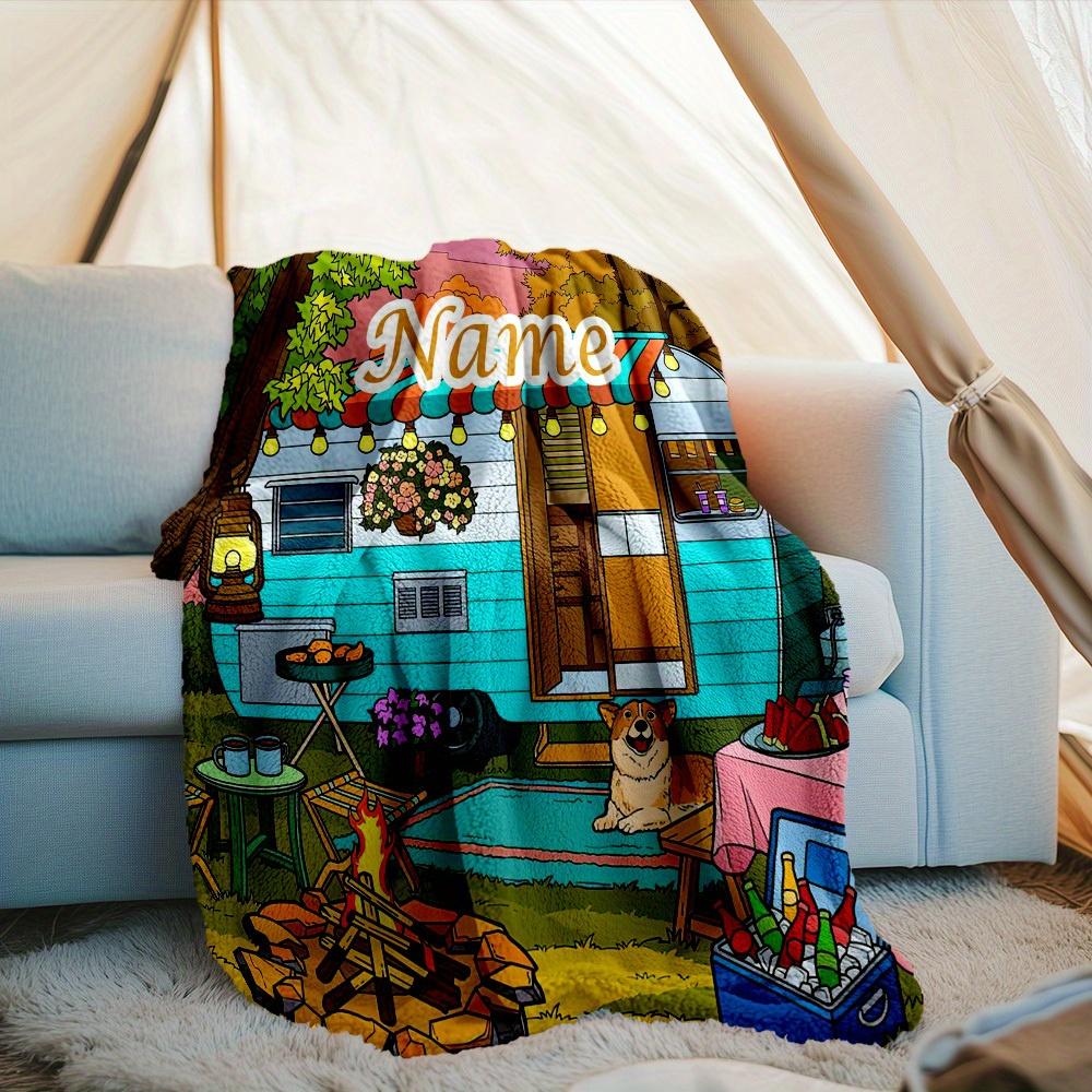 240Gm2 Outdoor Customize Your Name Blanket Comfortable Soft Lightweight Allseason Multipurpose Blanket For Travel Camping Picnics Sofa Office Bed