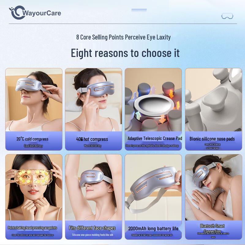 Умный массажер для глаз WayourCare, китайская вилка (адаптер в комплекте)