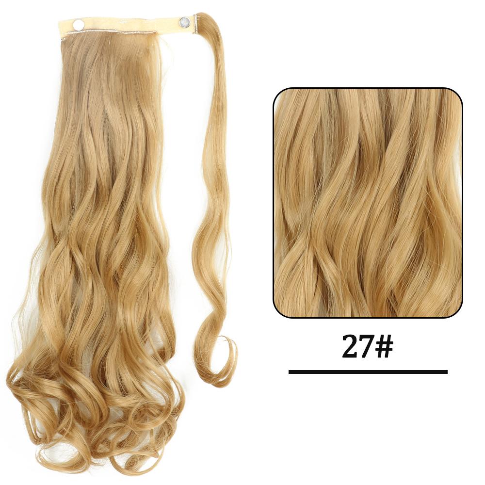 Women Fashion Long Wavy Ponytail Synthetic Fiber Natural Wavy Wrap Around Hair Extensions Daily Wear Long Wavy Hairpiece
