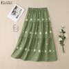 ZANZEA Women Casual Elastic Waist Loose Floral Print Skirts