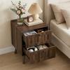 Modern Nightstand in Medieval Style with Two Drawers, Solid Wood Legs, Bedroom Nightstand/Side Table, 43.5 x 40 x 57.5 cm, Walnut Color, 1 Piece