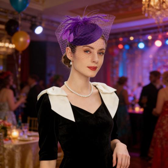 Аксессуары для волос Сетчатый Цветочный Дизайн с Перьями Головной Убор Легкий Дышащий Тюль Свадебная Вечеринка Фата Невесты