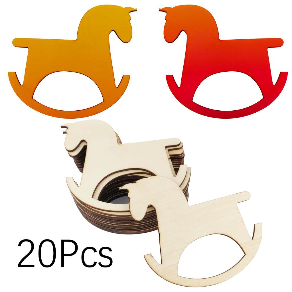 Wooden Horse Unfinished Crafts Wood Chip Decorations Suitable For Birthday Wedding Party Desktop Decoration Diy Painting Gifts
