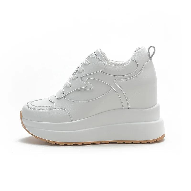 Натуральная кожа для женщин, летняя обувь, весна-осень, прогулочные кроссовки, модные 10-сантиметровые кроссовки на танкетке, массивная обувь, зимняя обувь