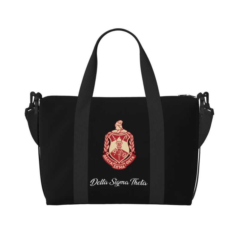Custom Delta Sigma Theta Sorority Travel Duffel Bags Women Weekend Overnight Bag Lightweight Waterproof Sports Gym Yoga Bag