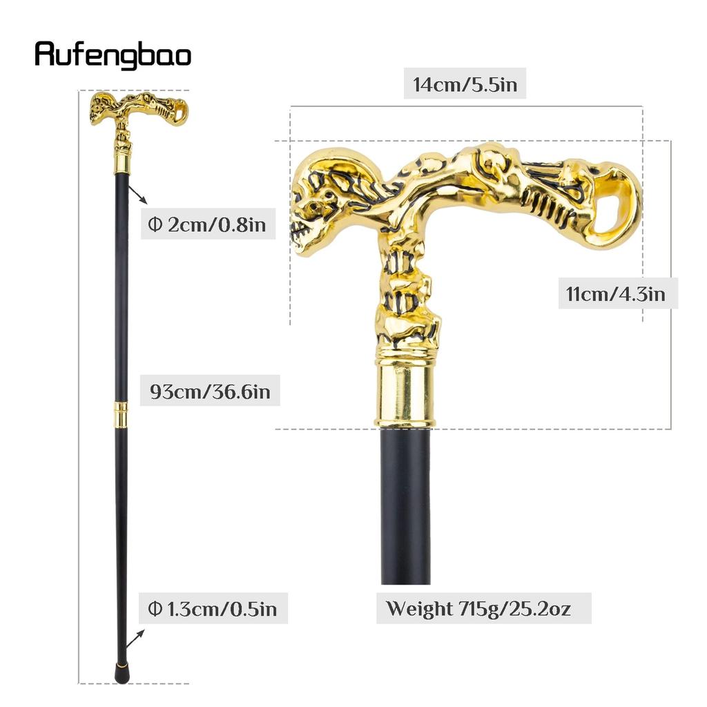 Трость с золотым черепом, декоративная трость вампира, винтажная модная трость для вечеринки, Хэллоуин, посох 93 см
