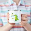 Happy Birthday Boys Girls Enamel Cocoa Mugs Home Party Cartoon Dinosaur Kids Drink Juice Cola Milk Cups Child Baby Birthday Gift