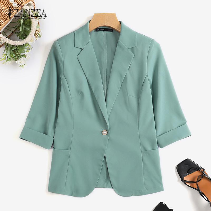 ZANZEA Женский повседневный офисный женский кардиган с рукавом шесть четвертей, блейзер, верхняя одежда