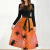 Women's Casual Fashion Halloween Printed Round Neck Vintage Dress