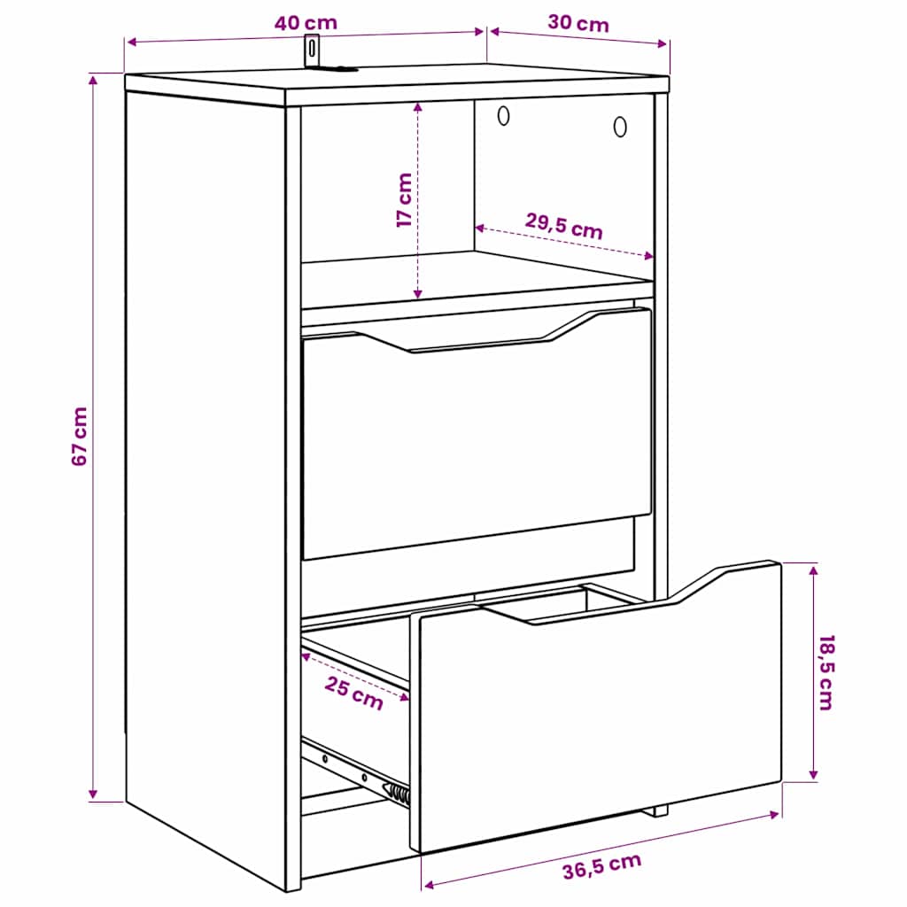 Nightstands 2 pcs Concrete Gray 40 x 30 x 67 cm Engineered Wood