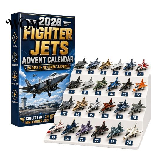 Decorative Airplane Figures Aircraft Advent Calendars 2026, Toy Countdown Calendar, 24 Days Christmas Aviation Themed Decor with Models, 2D