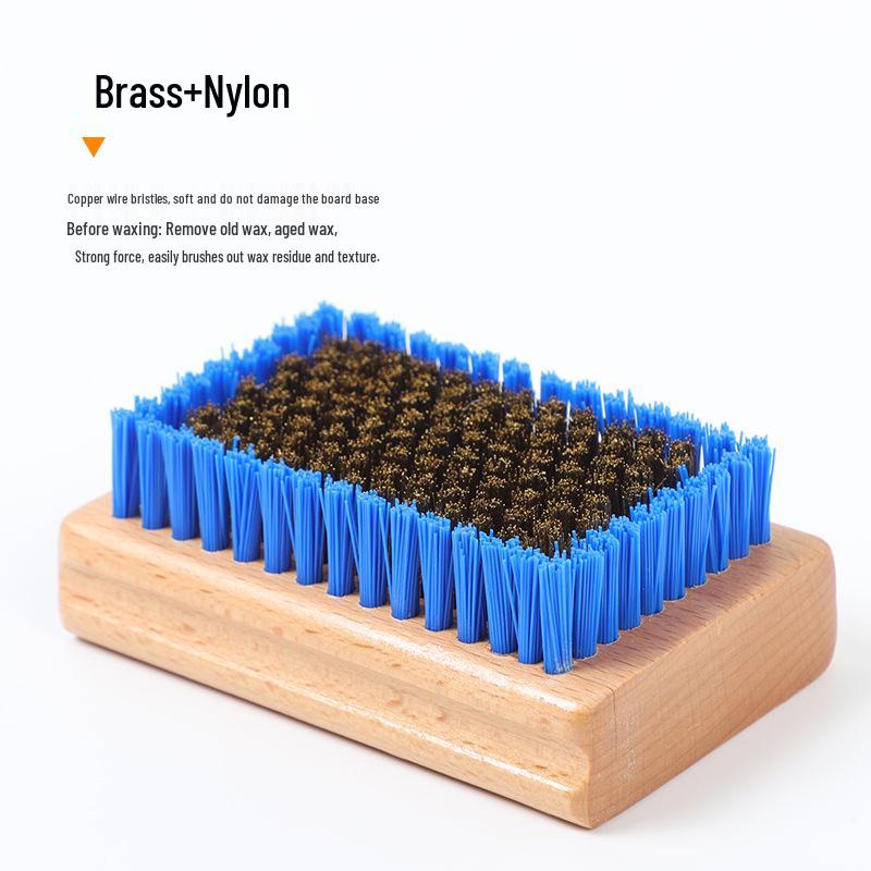 Деревянная щетка для вощения и полировки сноуборда с нейлоновой щетиной и большой медной проволокой для удаления ржавчины