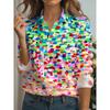 Autumn Snowflake pattern Print Blouse Ladies Long Sleeve Button Laple Loose Shirt Tops Casual Fashion Christmas Women's Clothing