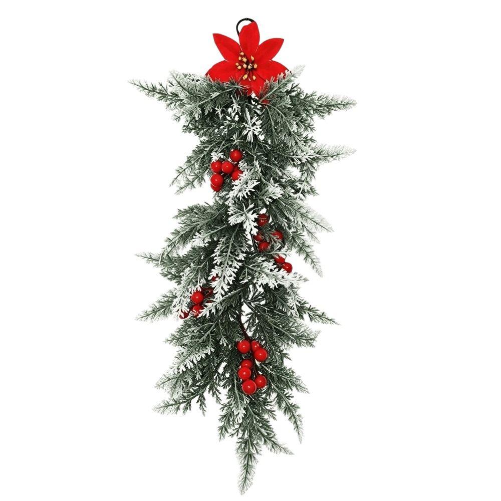 Lightweight Christmas Artificial Cedar Needle Red Berry Poinsettia Decor Christmas Party