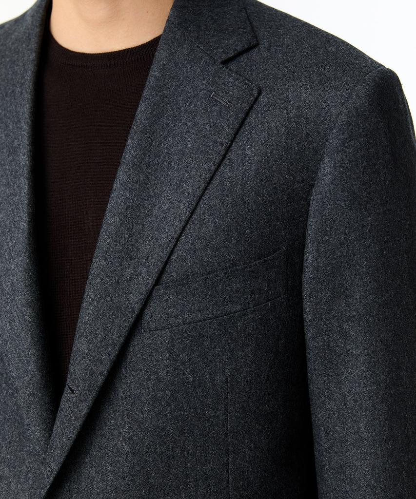 Man On The Boon Notched Lapel Flannel Suit Jacket_Dark Gray 4714351004