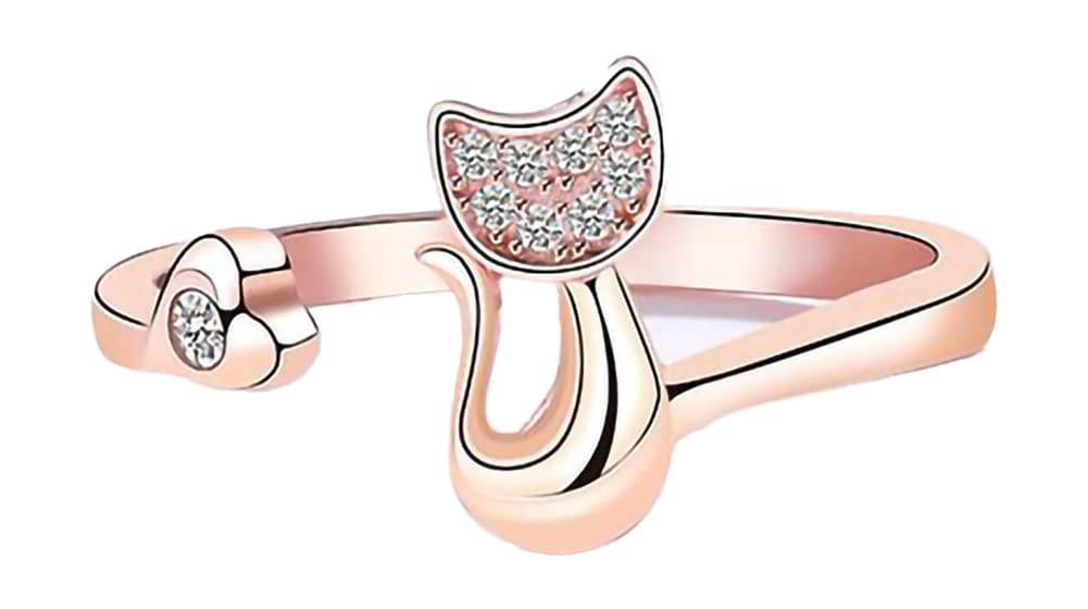 Cat One Size Fits 925 Metal Allergy Open Gift for Pink Gold [gulamu Jewelry] [gulamu Jewelry] Ring, All, Women's Ring, Silver, Compatible, Ring,