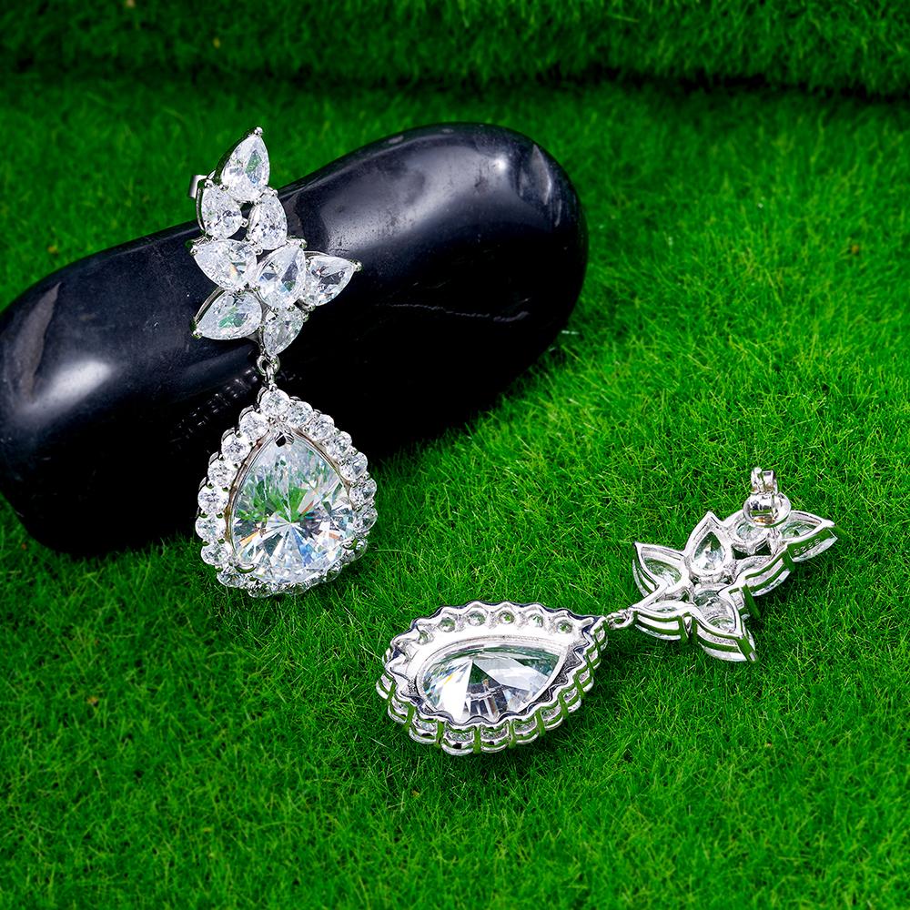 WUIHA Vintage 100% 925 Sterling Silver Lab Sapphire High Carbon Diamonds Wedding Engagement Drop Dangle Earrings Fine Jewelry
