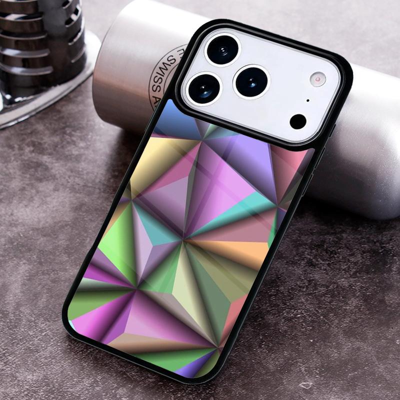 Geometric Abstract Crystal Phone Case for iPhone 17 16 15 Pro Max Air 14 13 12 11 Plus Shockproof Cover