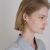 [VEI] 925silver DROP BAR STONE EARRINGS _ONYX