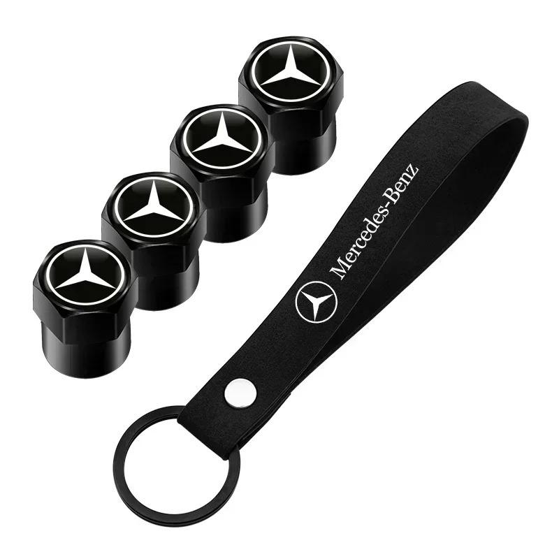 CRU1 for Mercedes Benz C180 C200 C260 C300 W108 W124 W126 W140 W168 Car Suede Key Chain with Wheel Tire Valve Caps Car Accessories