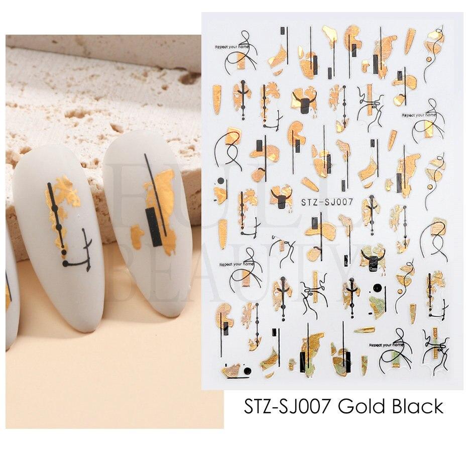 Полоски граффити, наклейки для ногтей для женщин, украшения для дизайна ногтей, розовое золото, абстрактная линия, весенний 3D слайдер для маникюра, лака для татуировок