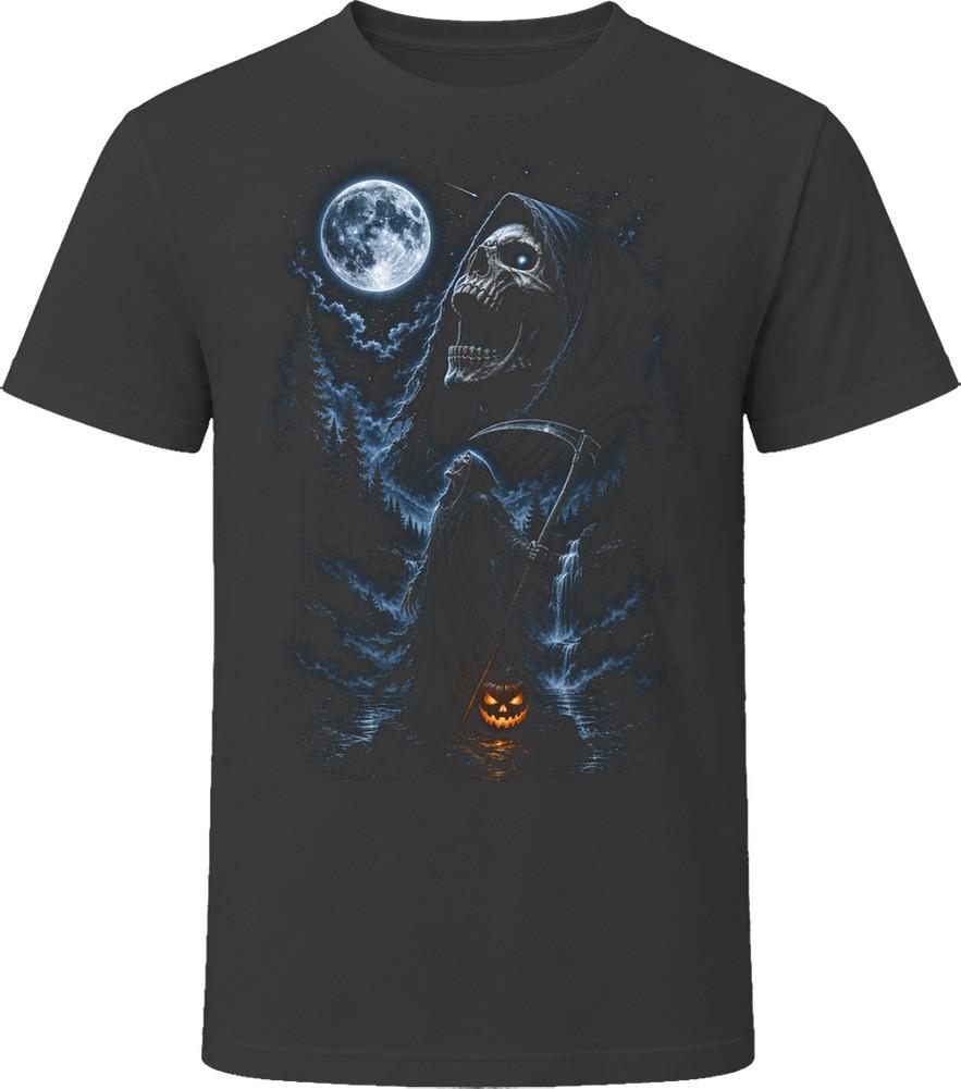 Grim Reaper Howling at the Moon Vintage Halloween Horror Gift T Shirt