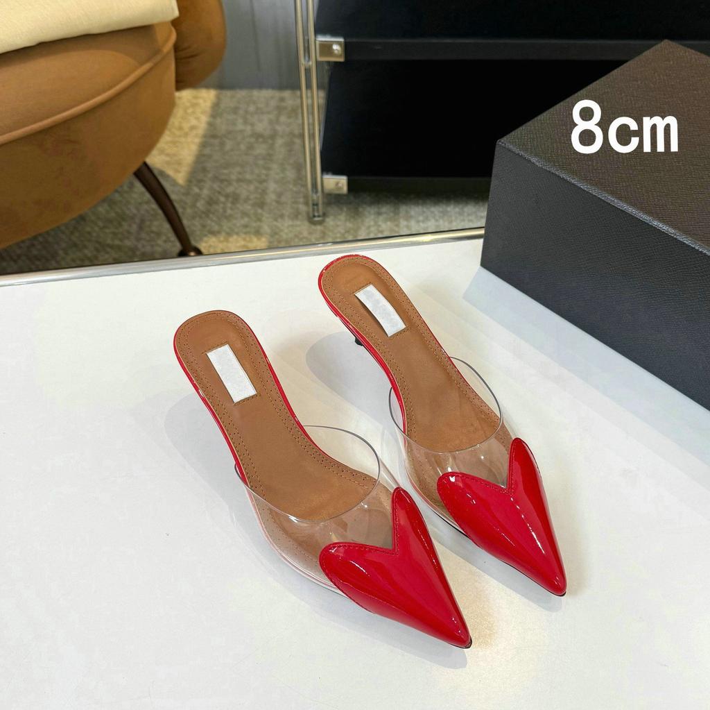 2025 Fairy Style Summer Sexy And Versatile Transparent Half-Slipper Women'S Pointed-Toe Thin-Heeled High-Heeled Sandals Slipper