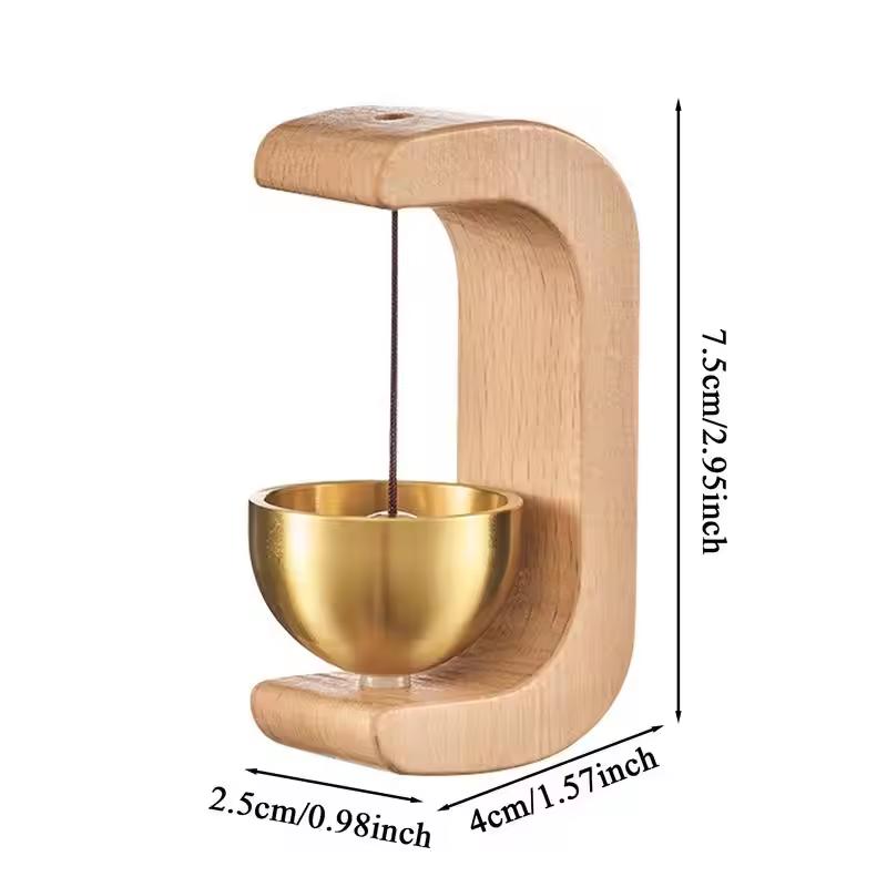 Doorbell Solid Wooden Magnetic Brass Wind Chimes Dopamine Style Meditation Bells for Bedroom Door Boho Zen Gift for Mindfulness