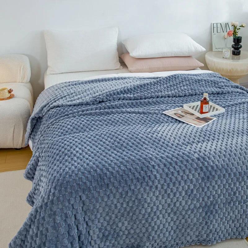 Теплое одеяло для кровати, утолщенное молочное бархатное одеяло для дивана, покрывало для дивана, покрывало в клетку для односпальной кровати Twin Queen King, серое