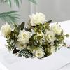 Colorful Artificial Rose Bouquet with Green Leaves Curly Edge Realistic Reusable Non-withering Home Wedding Party Bridal Faux Flower Adult Sex Wear