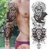 New 1 PC 480*170MM Super Large Compass Wolf Head Eye Fake Lion God Feather  Temporary Tattoo Sleeves For Men Women Tattoo Full Arm Tattoo Sticker