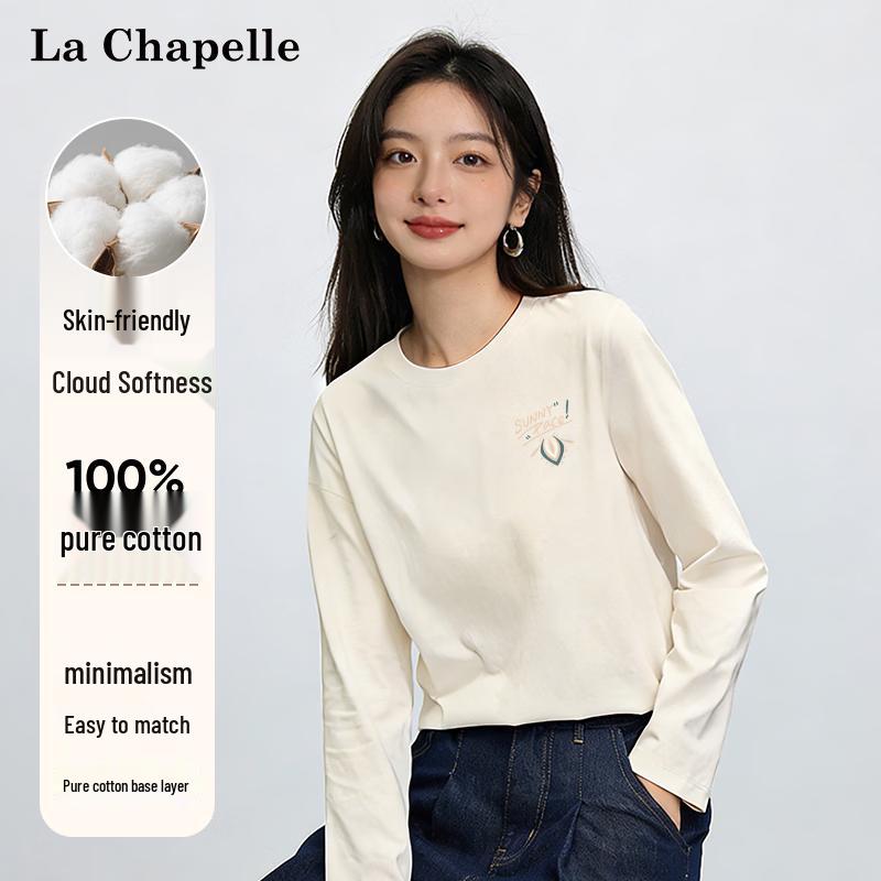 La Chapelle Women's Loose Long Sleeve Cotton T-shirt