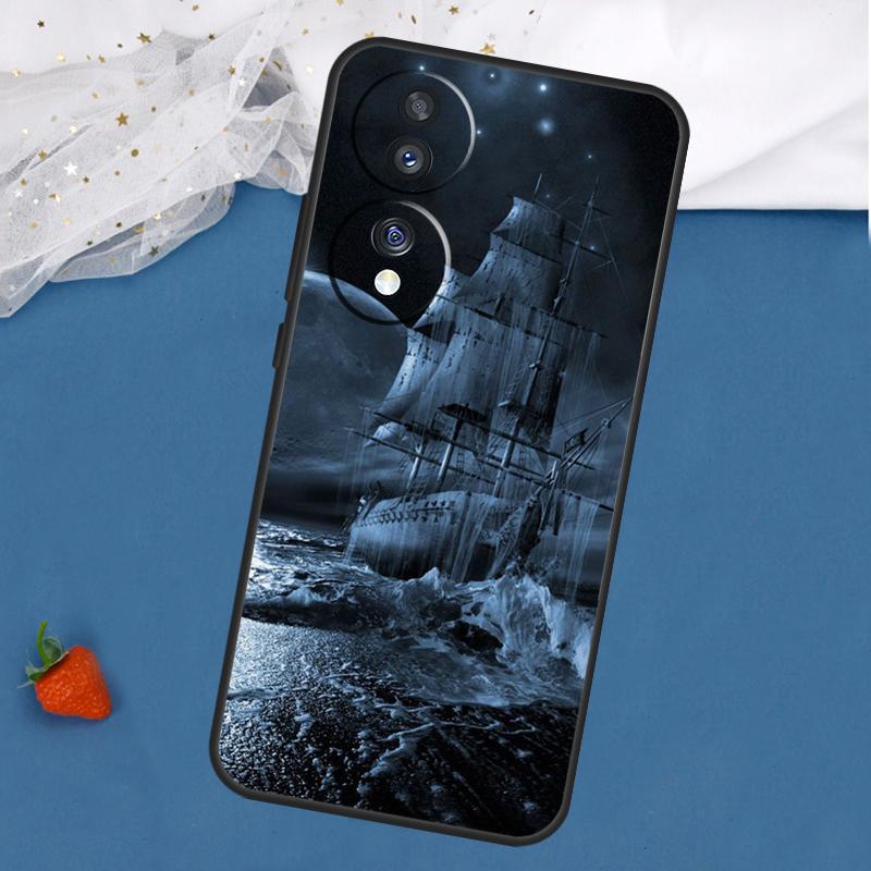 Старый корабль в морскую лунную ночь Чехол для Honor Magic 7 5 6 Lite 8 Pro 200 400 50 70 90 X8c X8b X9a X9b X9c X9d Win RT Чехол