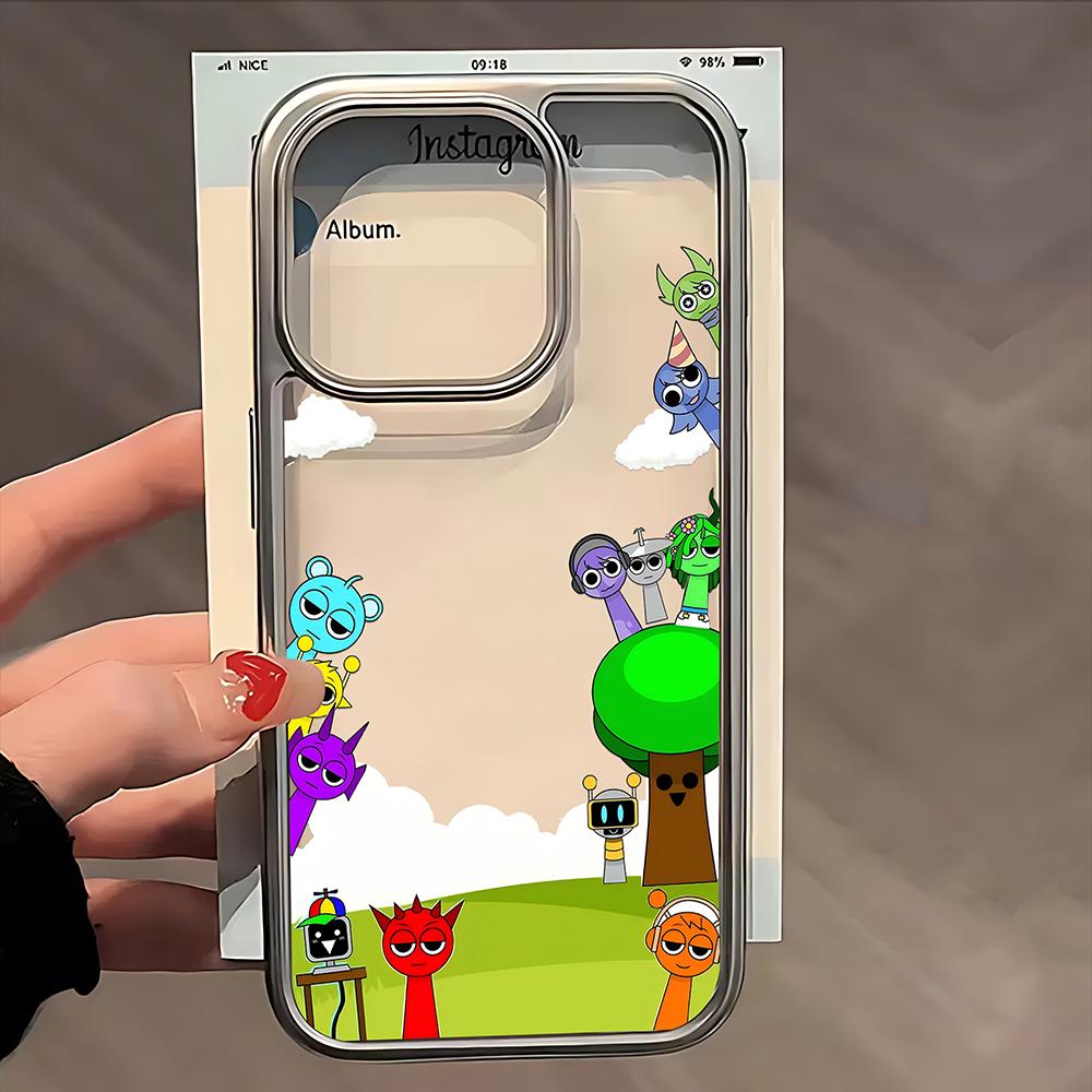 Чехол для телефона Sprunki Game для iPhone 16e 16 15 14 13 12 11 Pro Max X XR XSMAX 8 7 Plus Роскошный прозрачный мягкий задний чехол