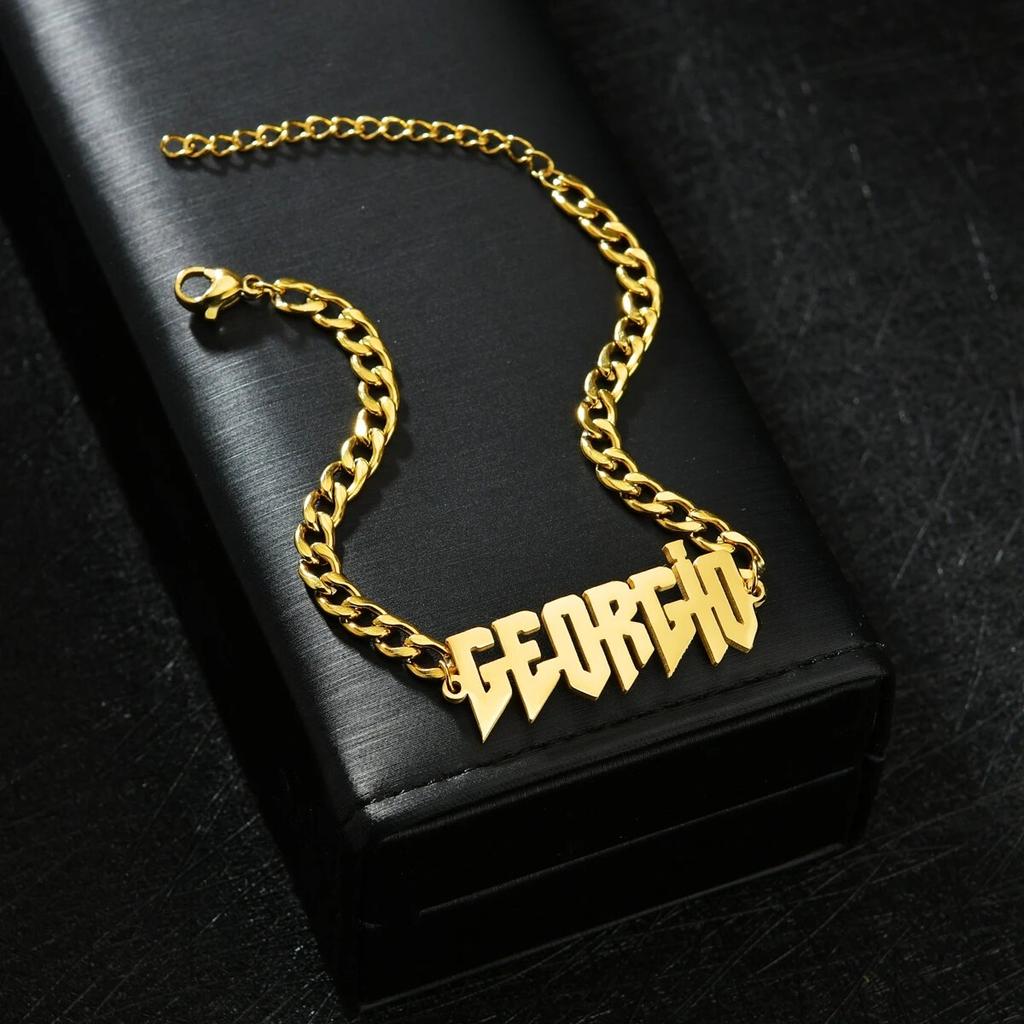 Женский браслет Acheerup с индивидуальным именем из нержавеющей стали, толстая регулируемая ручная цепочка с цирконием и бабочкой, рождественский подарок