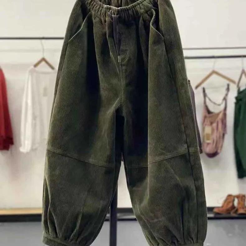 Autumn Casual Corduroy Harem Pants Women High Waist Retro Loose Female Oversize Mom Trousers Baggy Sweatpants