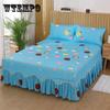 3PC Queen/ King Size Four Seasons Dustproof Bed Decorations Floral Plants Printed Bed Polyester Flowers Bed Skirt Mattress Cover