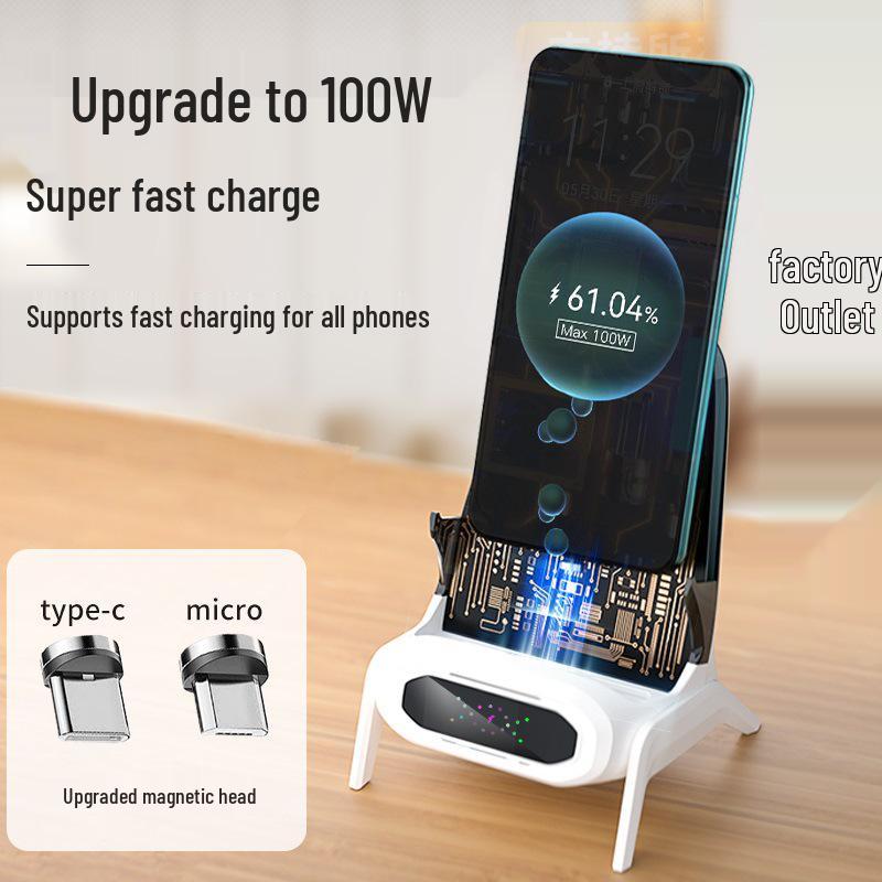 Fast Charging Transparent Wireless Speaker & Phone Holder with Magnetic Suction