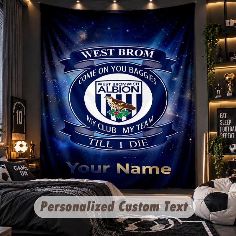 Гобелен West Bromwich Albion FC С индивидуальным именем Текст Персонализированный настенный гобелен Домашний настенный декор
